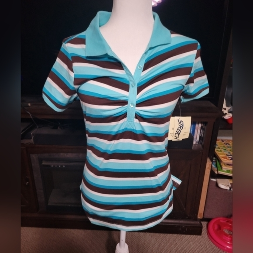 Bugle Boy for her polo shirt ruched‎ NWT size small